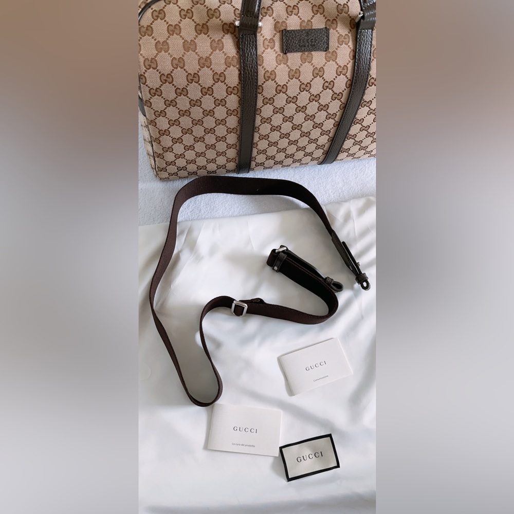 Gucci Luggage GG Guccissiama Monogram Canvas Boston Carry On Duffle Travel Bag - Picture 16 of 16